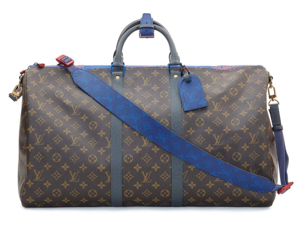 Louis Vuitton Keepall Bandouliere 55 Monogram Taiga Outdoor Weekend Travel Bag